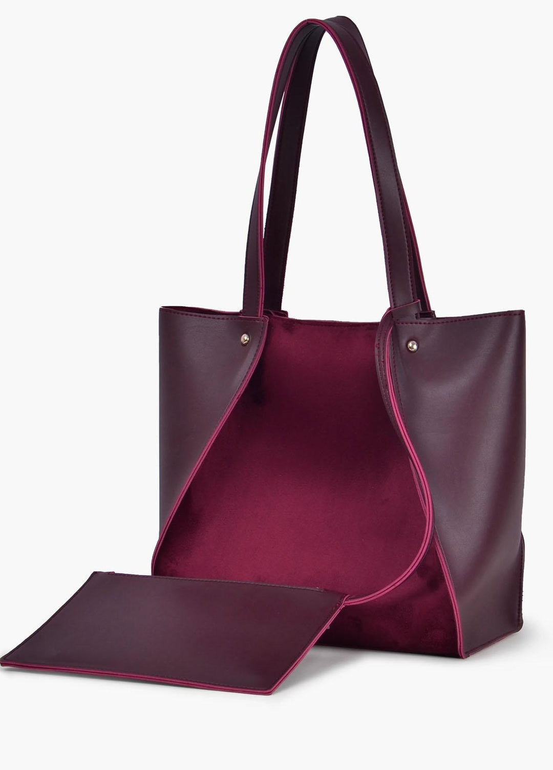RTW Creation Tote Bag Stb-01 Burgundy Suede Shopping Tote Bag - Women Totes Bags