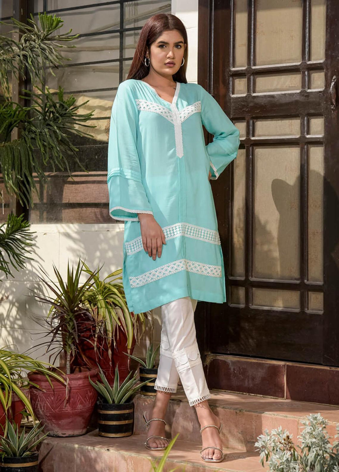 Rubys Couture Casual Pret Linen 2 Piece Suit Mint Green