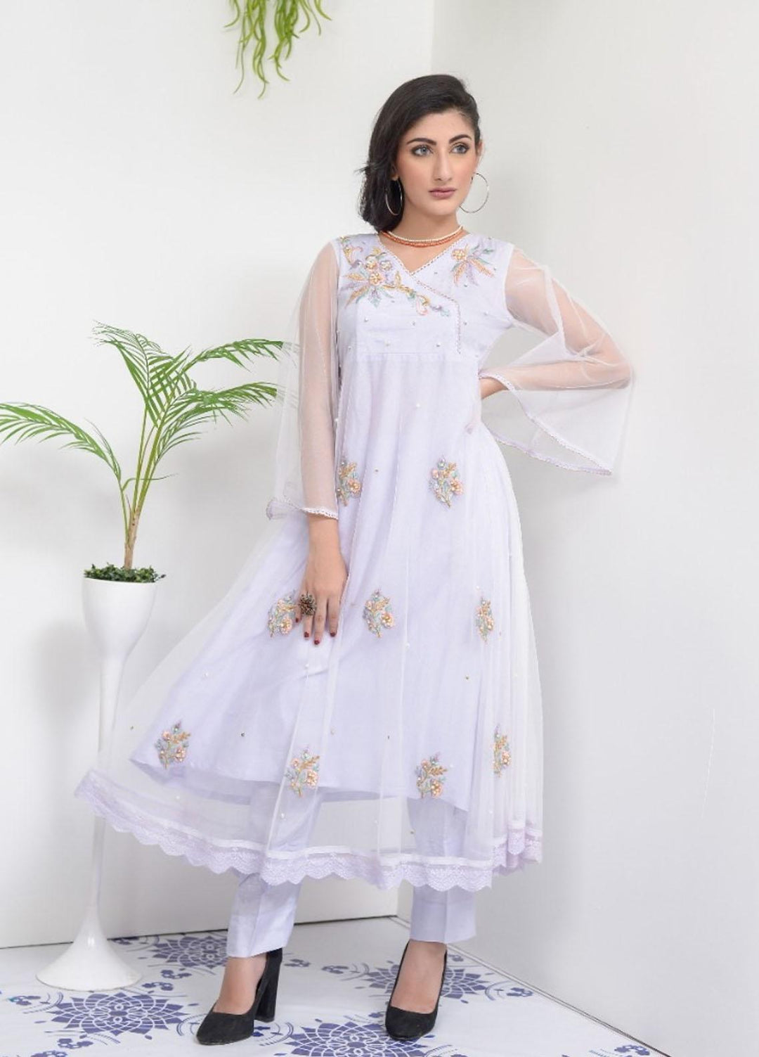 Rubys Couture Luxury Pret Net 2 Piece Suit Ice Lailac