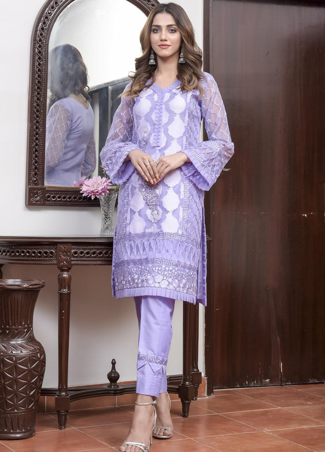 Rubys Couture Luxury Pret Organza 2 Piece Suit Orchid Peral