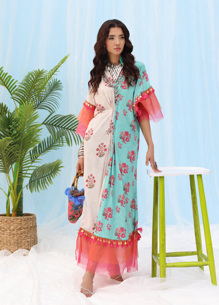 Rush Hour by Musferah Saad Pret Printed Silk 1 Piece Suit Tassel and Bloom