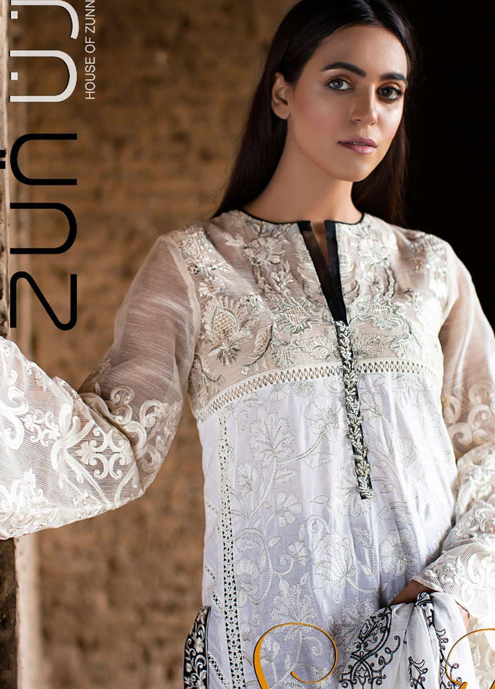 Saanjh By Zunuj Embroidered Lawn Suits Unstitched 3 Piece ZJ23S D-02 - Summer Collection