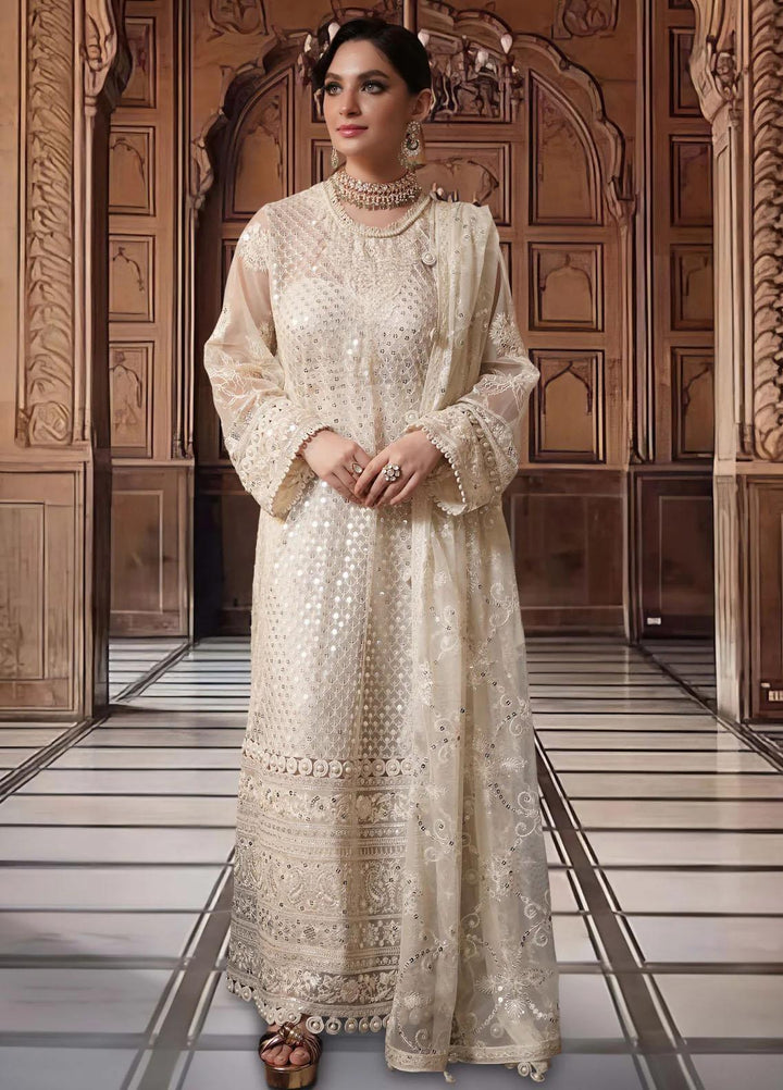 Sable Vogue Embroidered Net Suits Unstitched 4 Piece SV23FU FC-02-23 - Festive Collection
