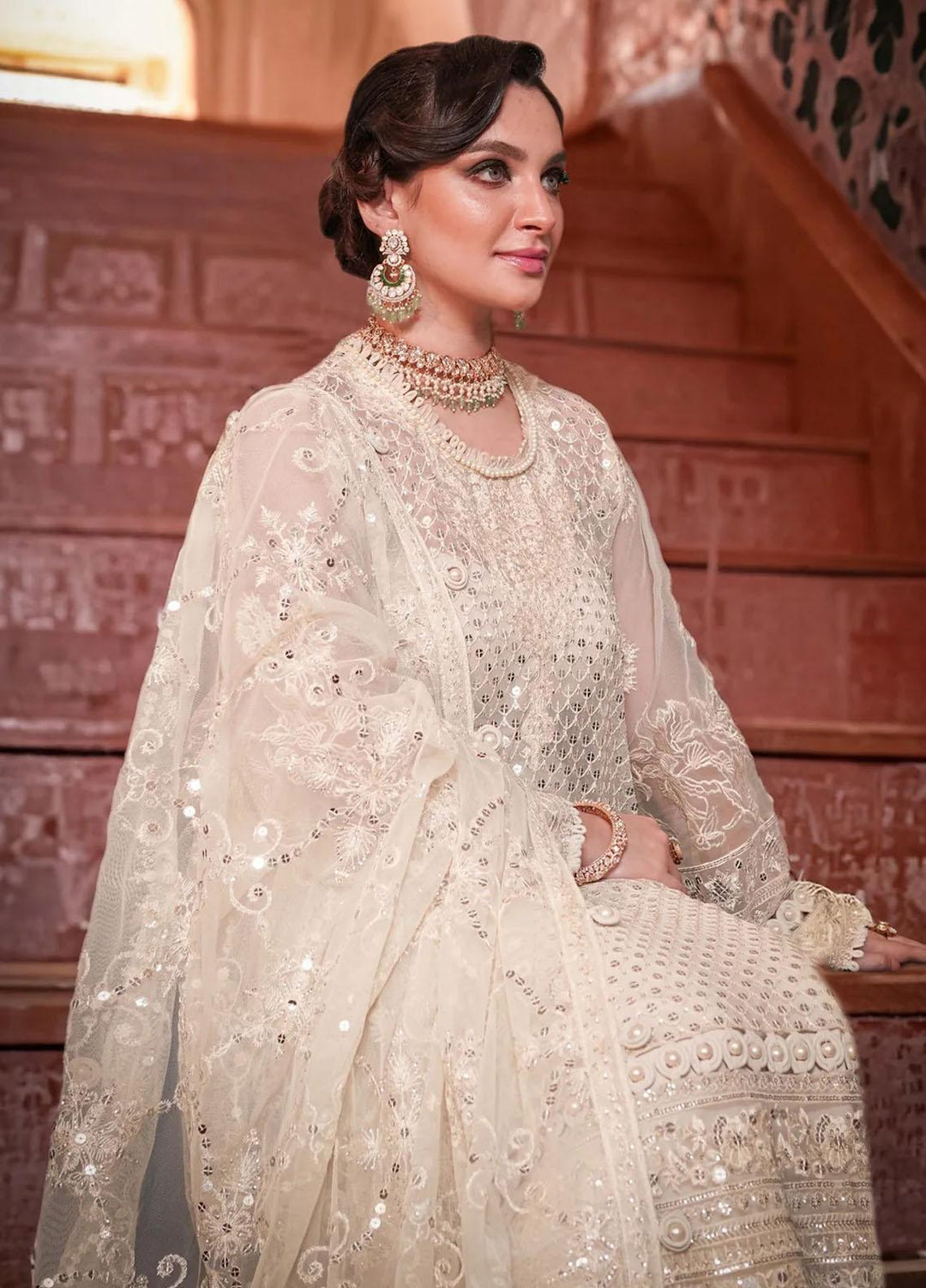 Sable Vogue Embroidered Net Suits Unstitched 4 Piece SV23FU FC-02-23 - Festive Collection