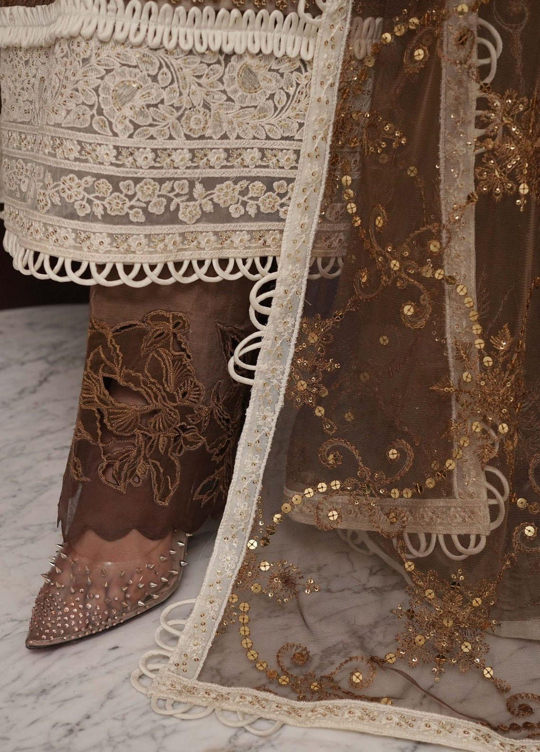 Sable Vogue Embroidered Net Suits Unstitched 4 Piece SV23FU FC-03-23 - Festive Collection