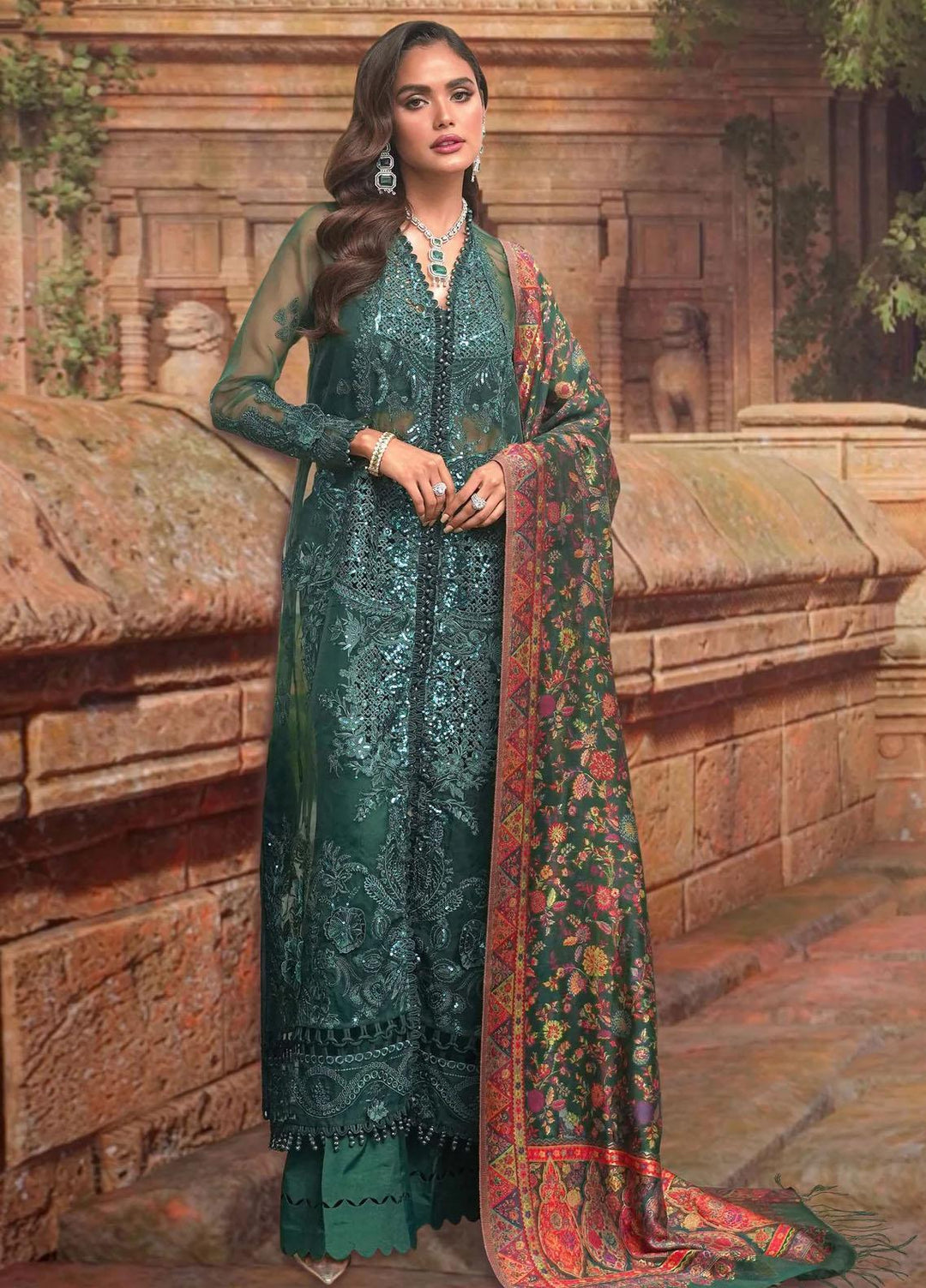 Sable Vogue Embroidered Organza Suits Unstitched 4 Piece SV23FU FC-08-23 - Festive Collection