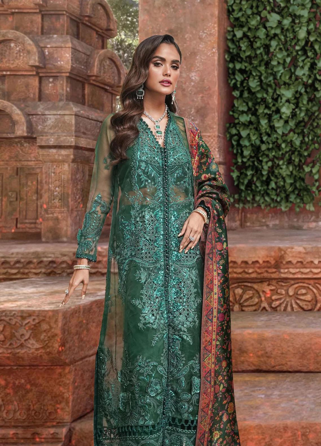 Sable Vogue Embroidered Organza Suits Unstitched 4 Piece SV23FU FC-08-23 - Festive Collection