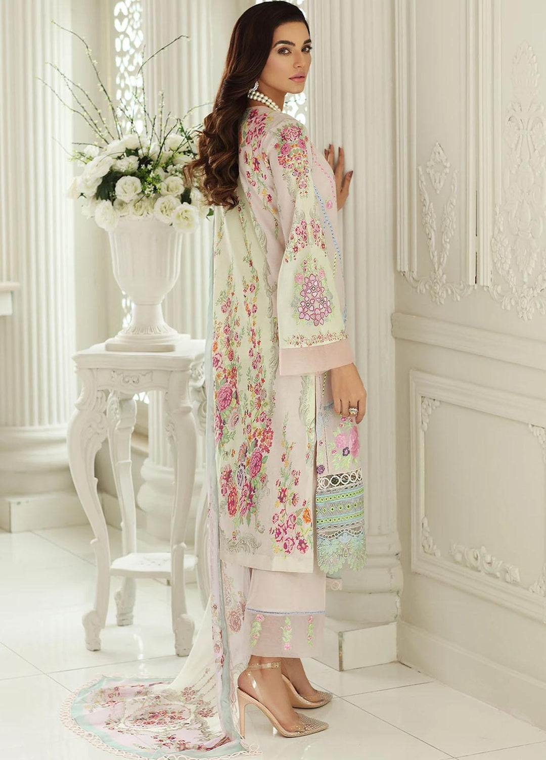 Sable Vogue Embroidered Lawn Suits Unstitched 3 Piece SV21-L2 01 Rose Serenade - Luxury Collection