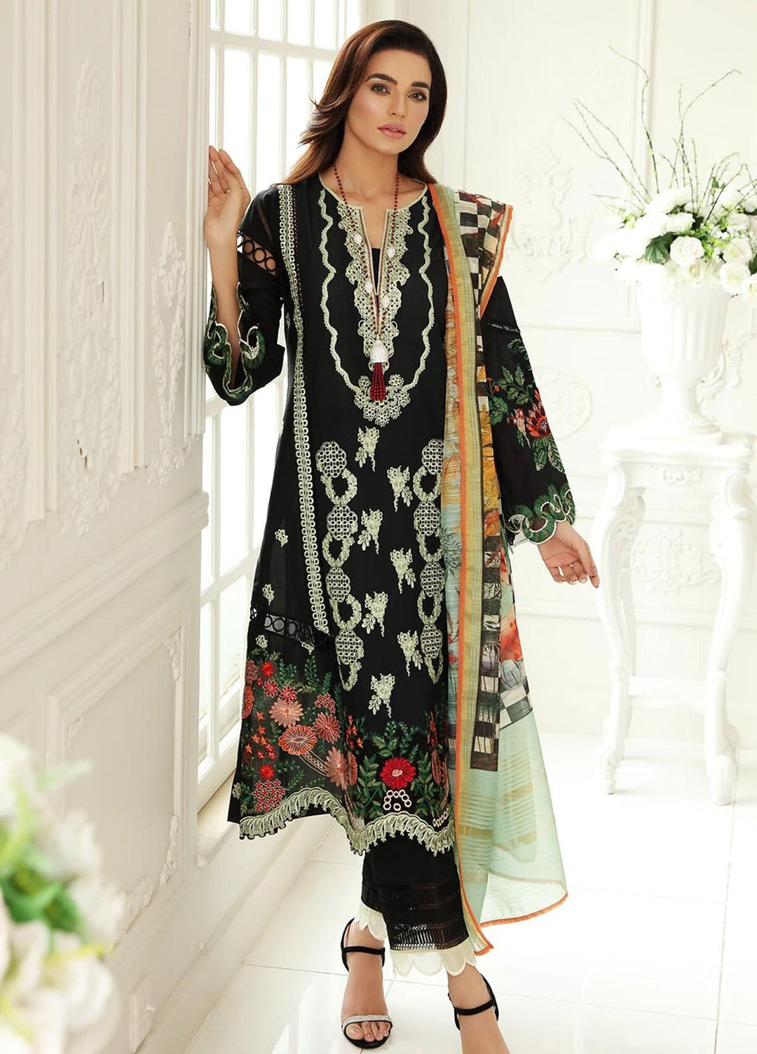 Sable Vogue Embroidered Lawn Suits Unstitched 3 Piece SV21-L2 03 Luna Forest - Luxury Collection