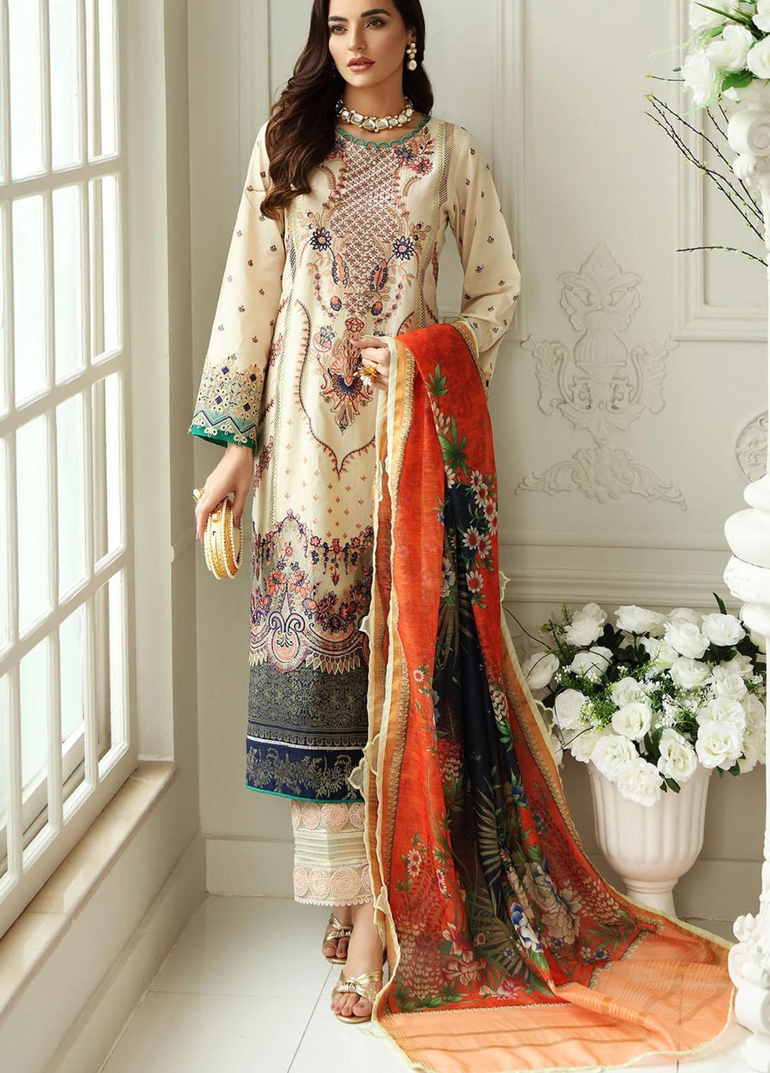Sable Vogue Embroidered Lawn Suits Unstitched 3 Piece SV21-L2 04 Baroque Fusion - Luxury Collection