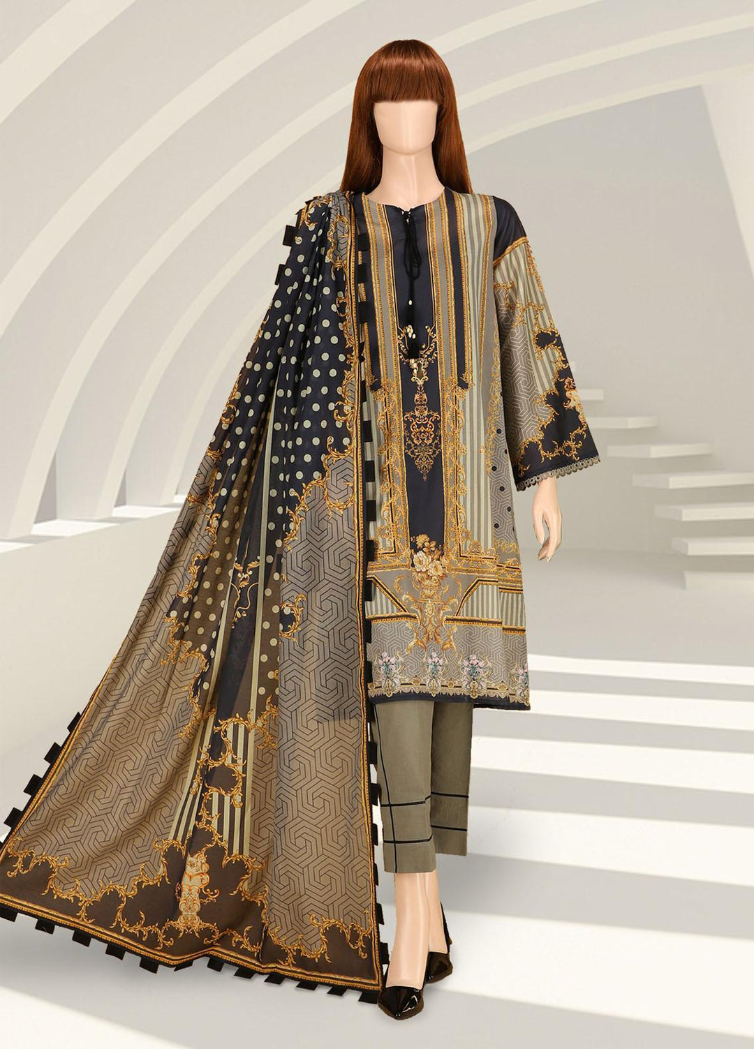Saffron By Saya Printed Lawn Suits Unstitched 2 Piece UB-2102-03A - Summer Collection