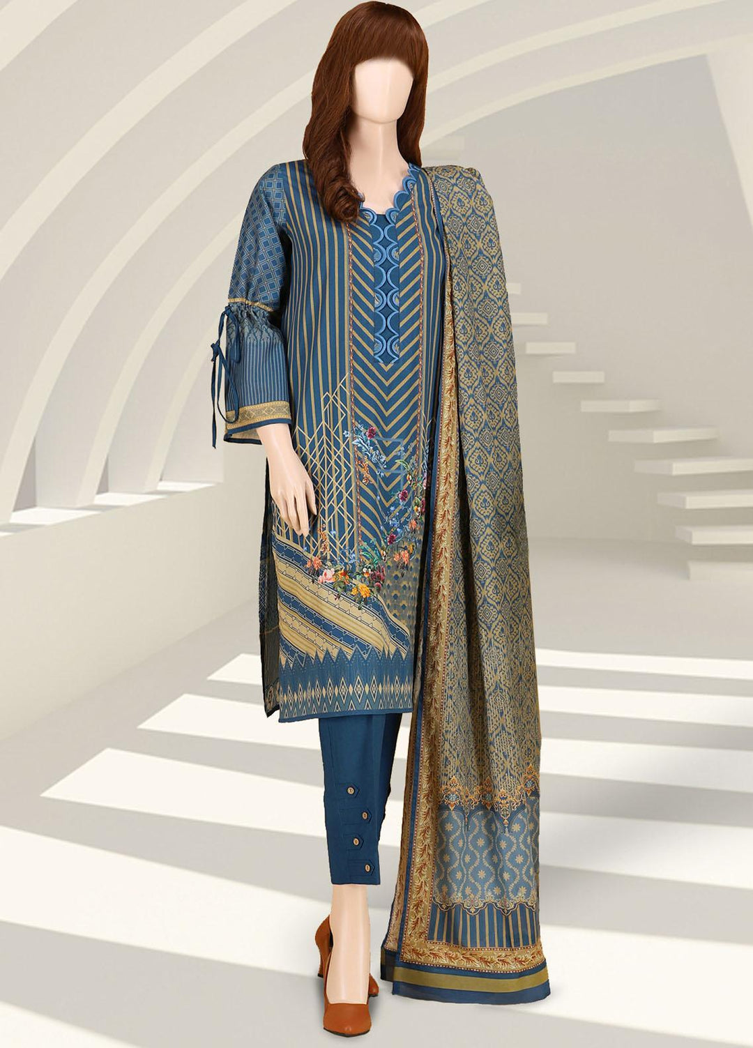 Saffron By Saya Printed Lawn Suits Unstitched 2 Piece UG-2102-05B - Summer Collection