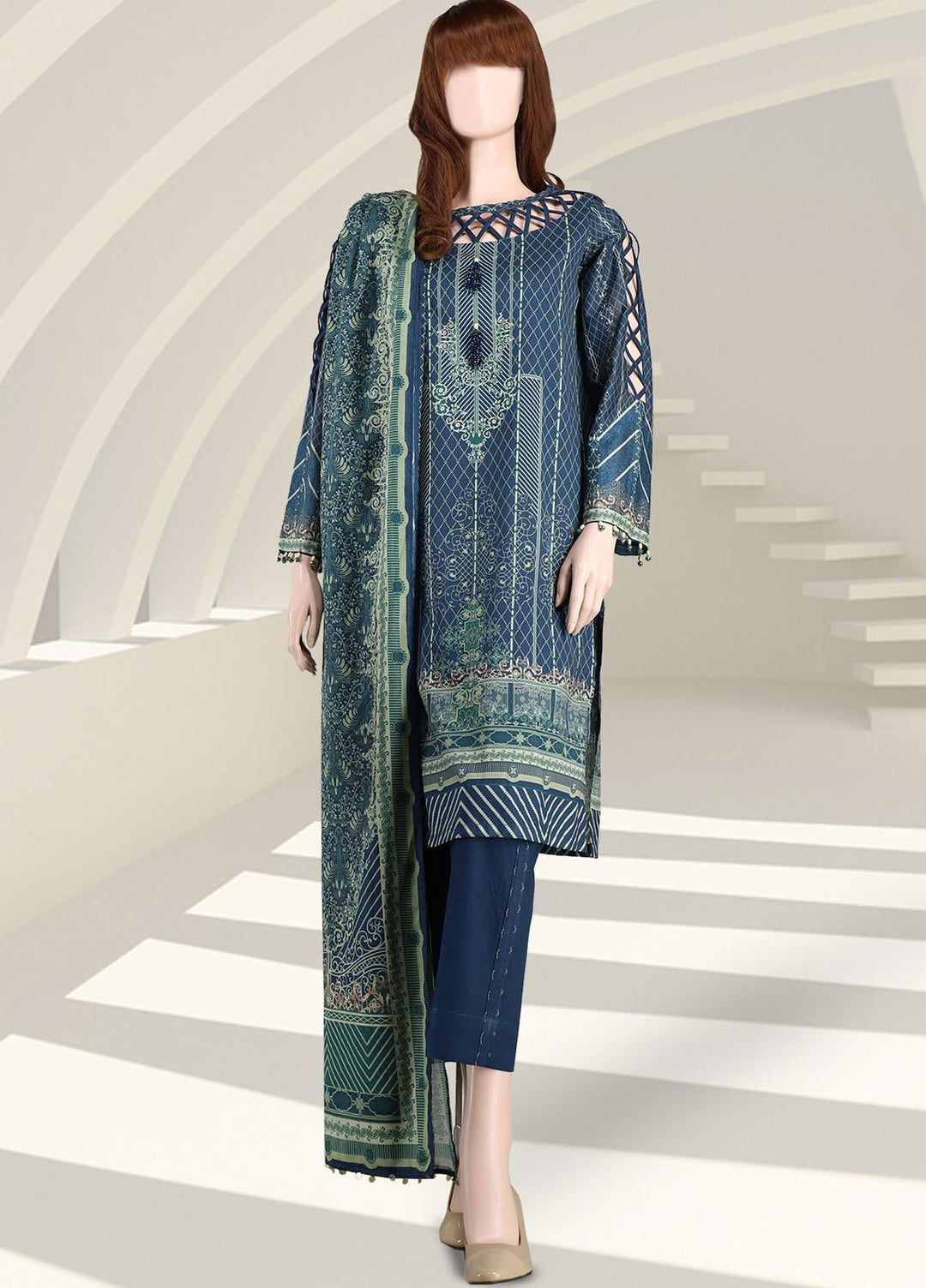 Saffron By Saya Printed Lawn Suits Unstitched 2 Piece UG-2102-06B - Summer Collection