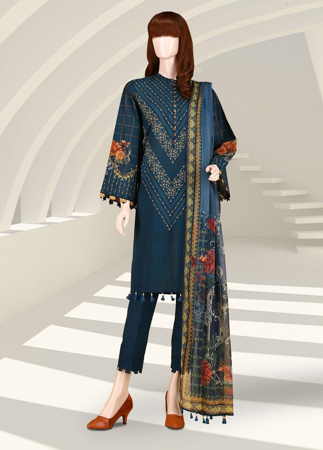 Saffron By Saya Printed Lawn Suits Unstitched 2 Piece UG-2102-13B - Summer Collection