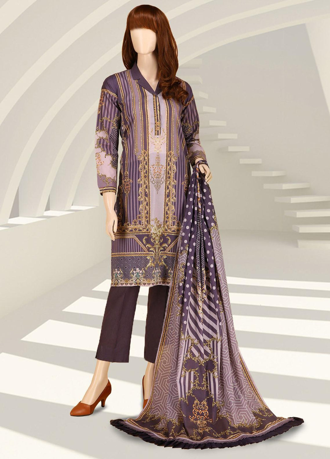 Saffron By Saya Printed Lawn Suits Unstitched 2 Piece UP-2102-03C - Summer Collection