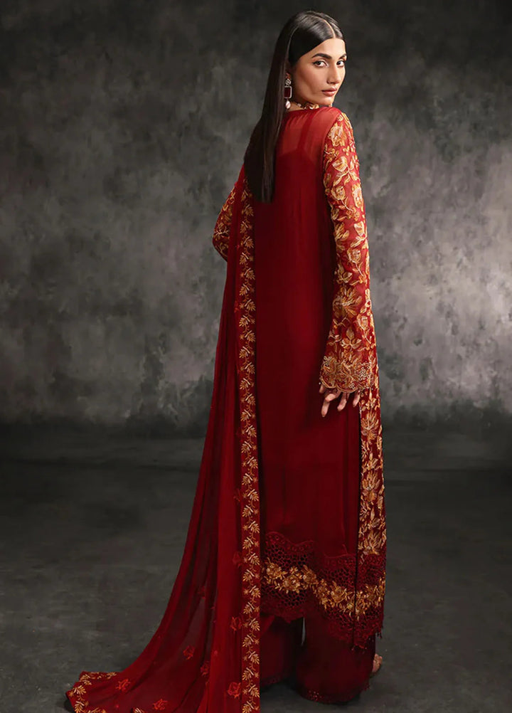 Sage By Rajbari Embroidered Chiffon Suit Unstitched 4 Piece RB24Sf D-07 Rouge - Formal Collection