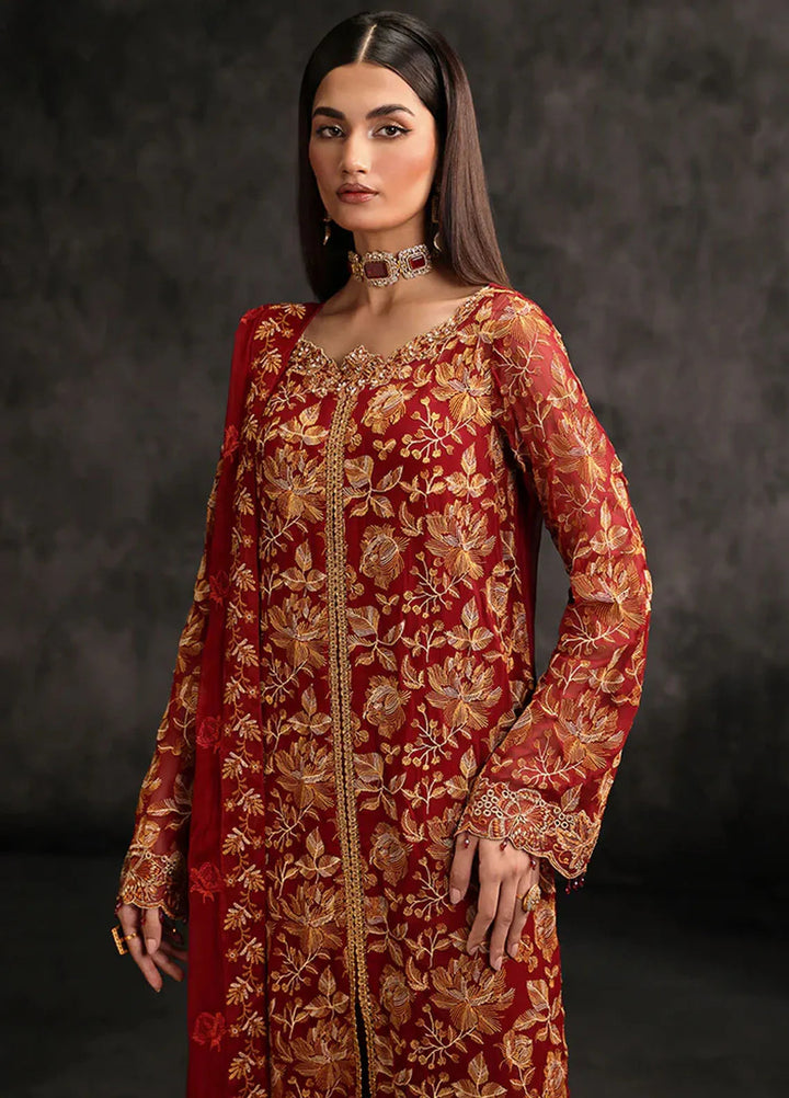 Sage By Rajbari Embroidered Chiffon Suit Unstitched 4 Piece RB24Sf D-07 Rouge - Formal Collection