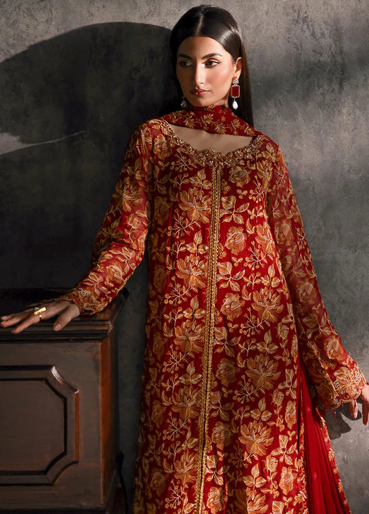 Sage By Rajbari Embroidered Chiffon Suit Unstitched 4 Piece RB24Sf D-07 Rouge - Formal Collection