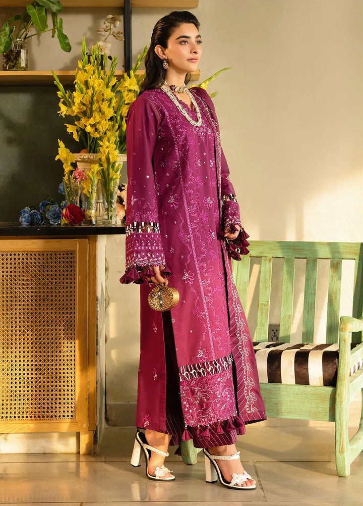 Sahane Embroidered Lawn Suits Unstitched 3 Piece SNE25IL CT-21002 Berry - Summer Collection