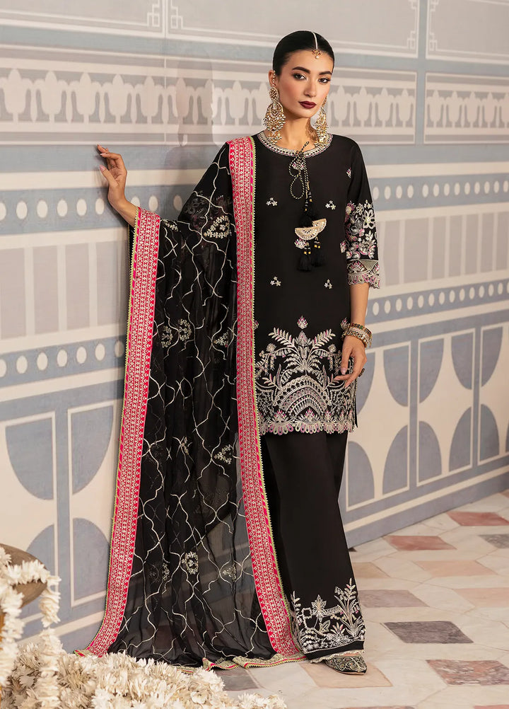 Sahane Embroidered Raw Silk Suits Unstitched 3 Piece SNE24TG TSG-01 Noir - Festive Collection