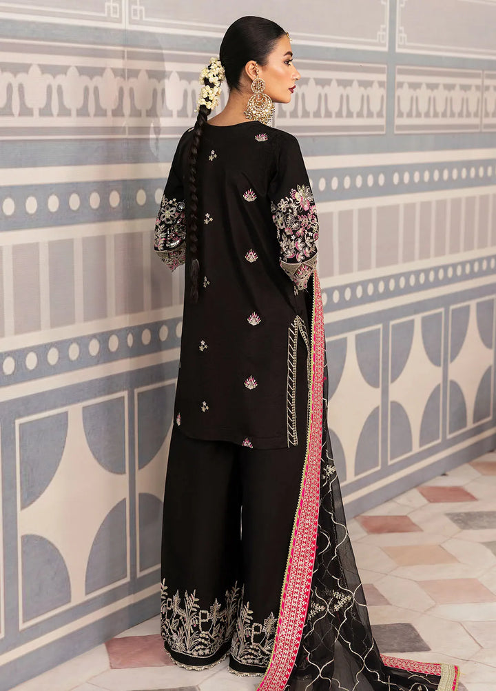 Sahane Embroidered Raw Silk Suits Unstitched 3 Piece SNE24TG TSG-01 Noir - Festive Collection