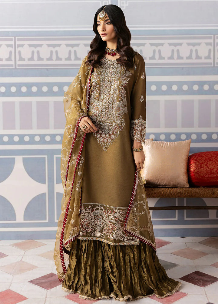 Sahane Embroidered Raw Silk Suits Unstitched 3 Piece SNE24TG TSG-02 Olivine - Festive Collection