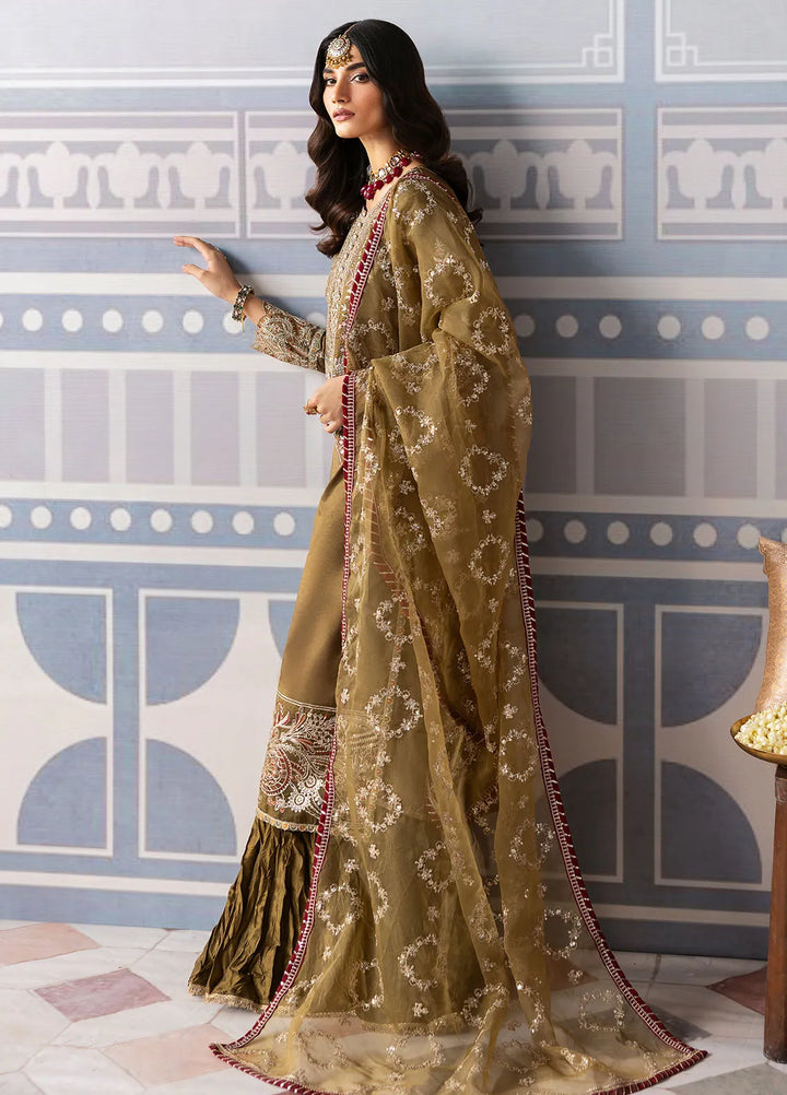 Sahane Embroidered Raw Silk Suits Unstitched 3 Piece SNE24TG TSG-02 Olivine - Festive Collection