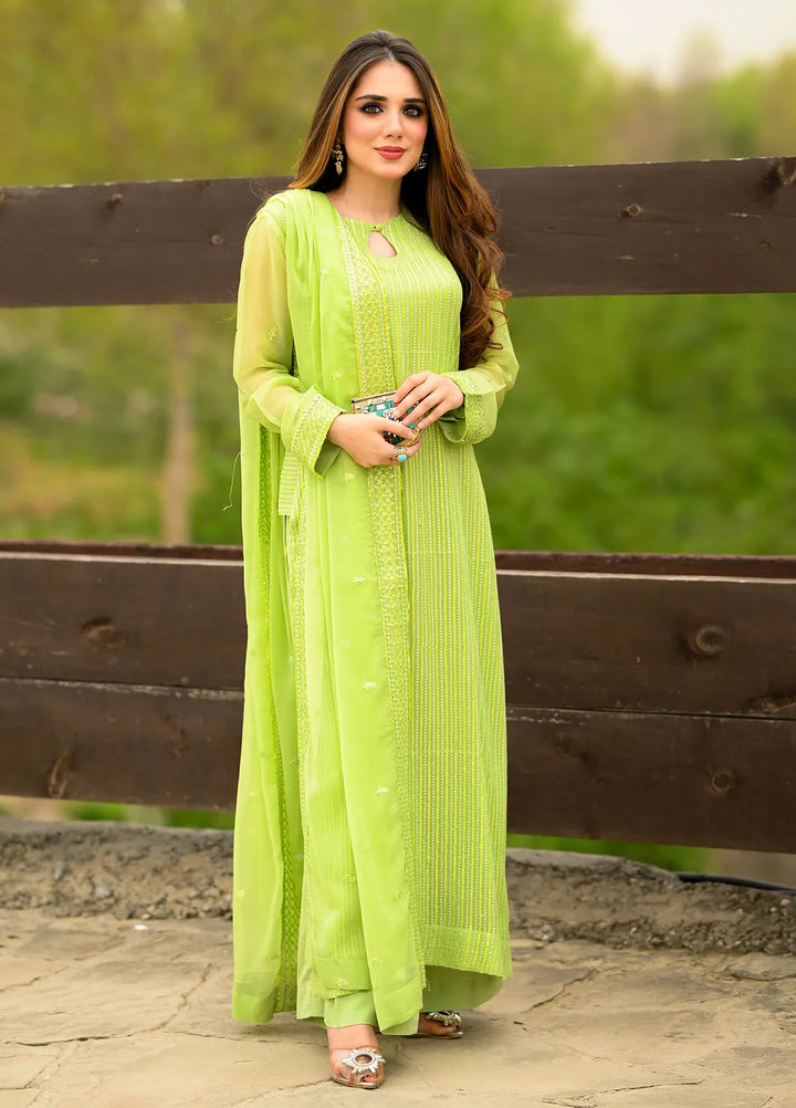 Sahane Pret Embroidered Chiffon 3 Piece Suit CT 12001-Mystic Mirage