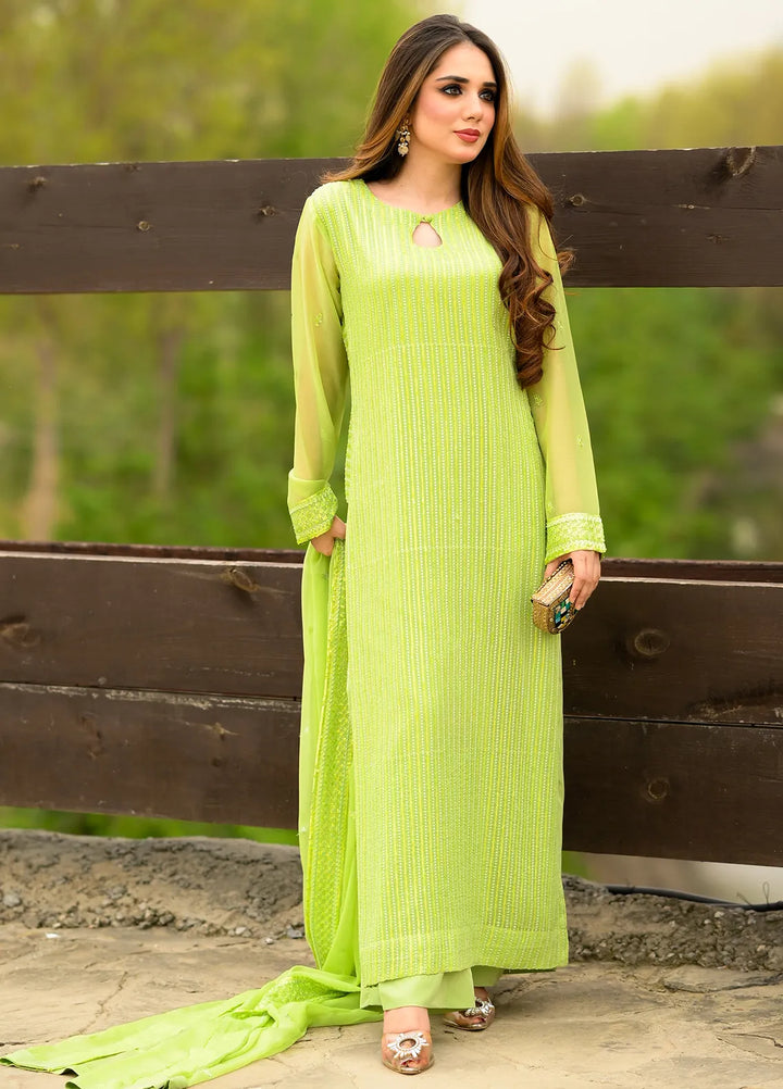 Sahane Pret Embroidered Chiffon 3 Piece Suit CT 12001-Mystic Mirage