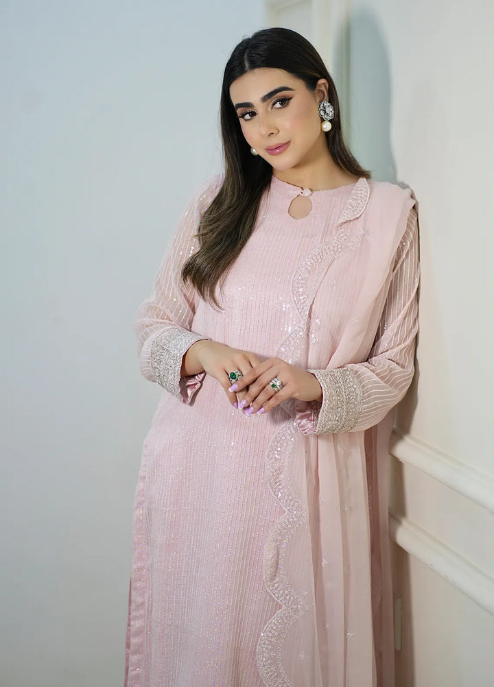 Sahane Pret Embroidered Chiffon 3 Piece Suit CT 12006-Fairy Fete Pink