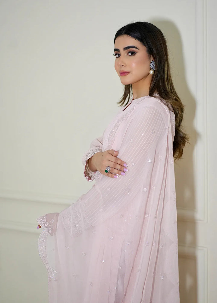 Sahane Pret Embroidered Chiffon 3 Piece Suit CT 12006-Fairy Fete Pink