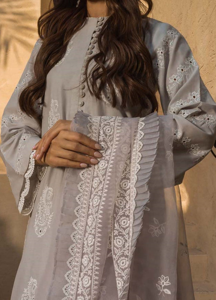 Sahar Chikankari Lawn Suit Unstitched 3 Piece SHR24LS S24-CK-L1-01 - Spring Summer Collection