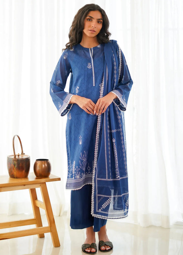 Sahar Monochrome Printed Lawn Suit Unstitched 3 Piece SHR24M S24-MC-V2-07 - Summer Collection