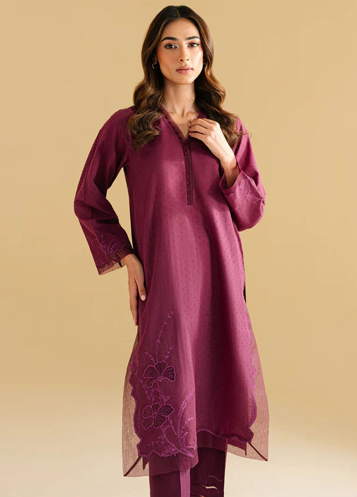 Sahar Pret Casual Jacquard 2 Piece Suit SAWMC-V1-03 Magenta Magic