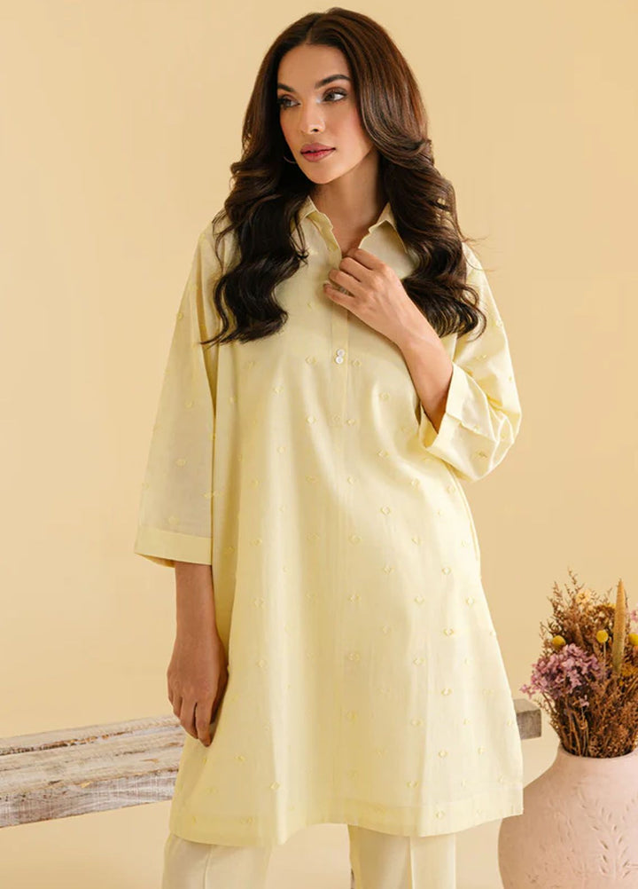 Sahar Pret Casual Jacquard 2 Piece Suit SSLJ-V1-06 Lemon drop