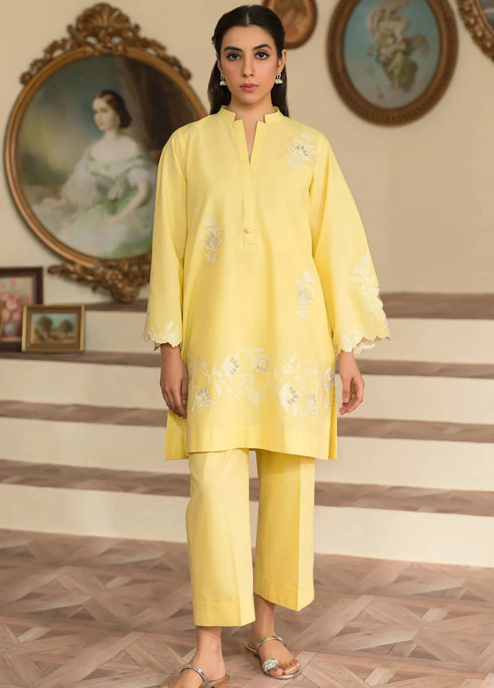 Sahar Pret Embroidered Cotton 2 Piece Suit SSCE-RK-03 Yellow Meringue