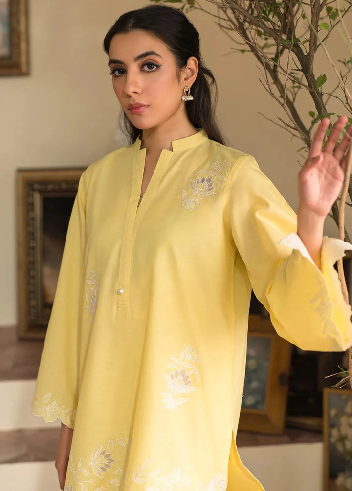 Sahar Pret Embroidered Cotton 2 Piece Suit SSCE-RK-03 Yellow Meringue