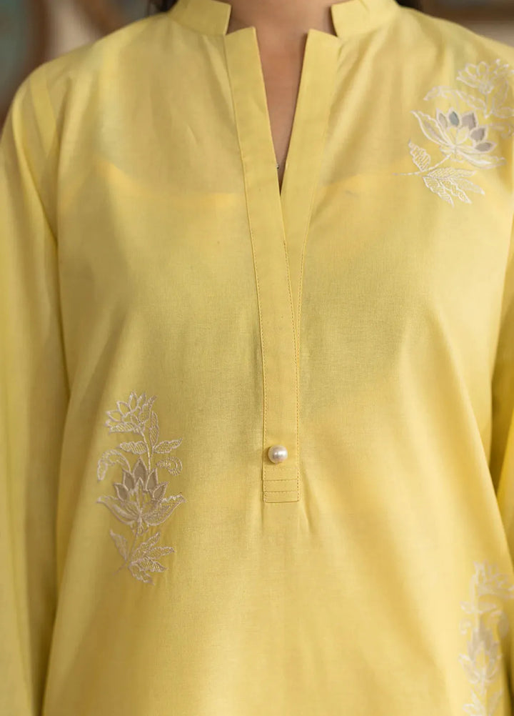 Sahar Pret Embroidered Cotton 2 Piece Suit SSCE-RK-03 Yellow Meringue