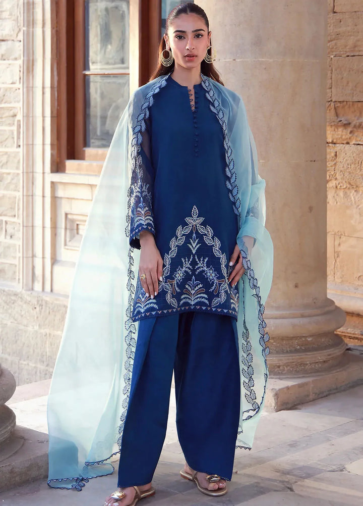 Sahar Pret Embroidered Organza 3 Piece Suit SSSF-RR-10 Aqua Dream