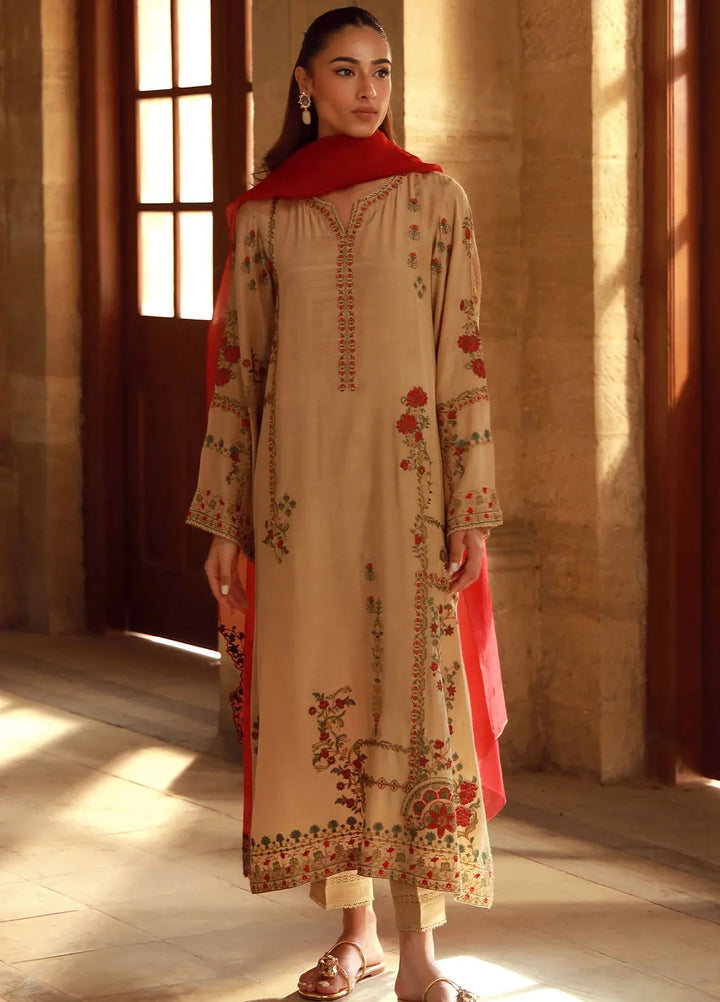 Sahar Pret Embroidered Raw Silk 3 Piece Suit SSSF-MH-01 Crimson Bronze