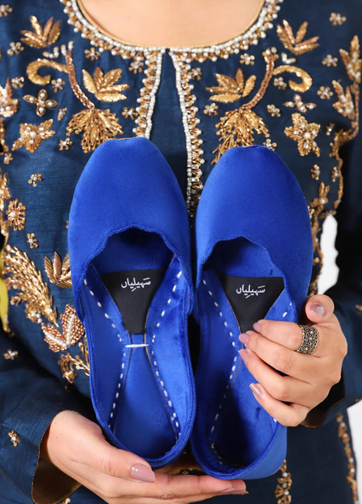 Saheliyan Festive Style   Khussay BLUE KADIFE NAYA00BLU106