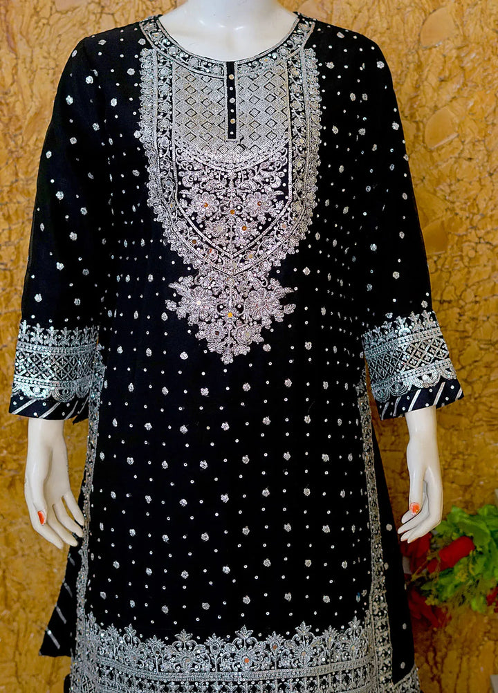Saira Sultana Pret Embroidered Chiffon 3 Piece Suit Aleena Black