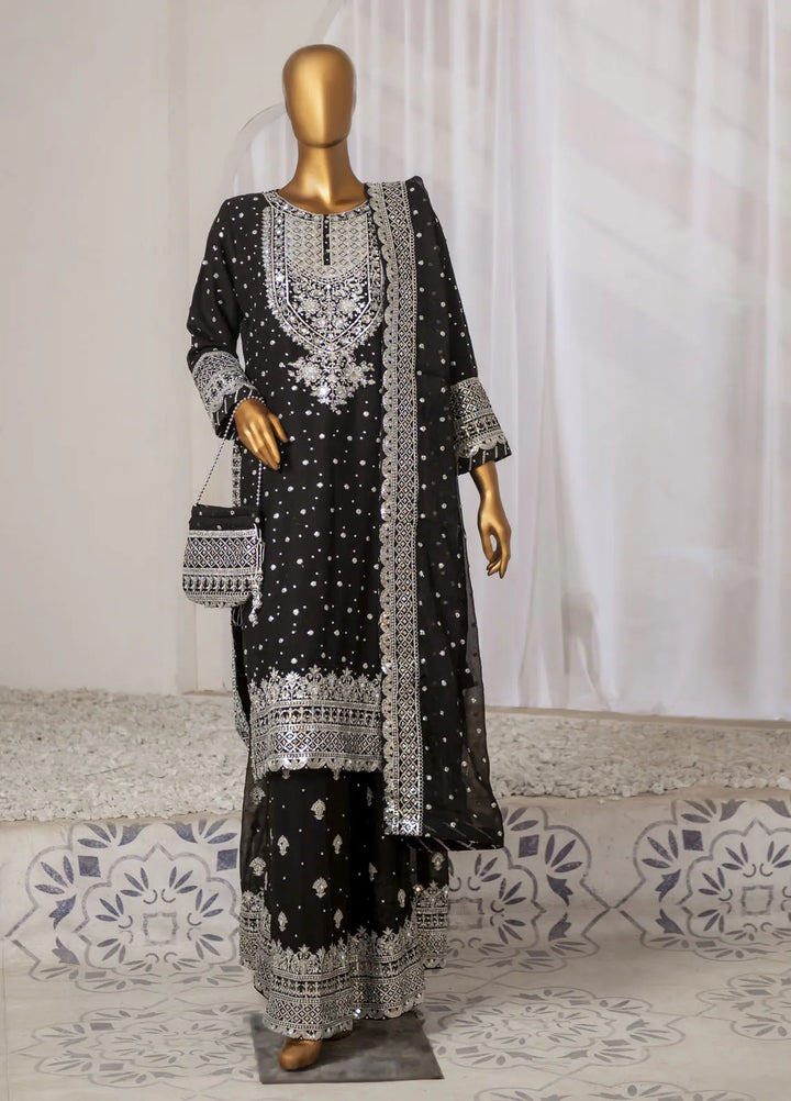 Saira Sultana Pret Embroidered Chiffon 3 Piece Suit Mah-Jabeen Black