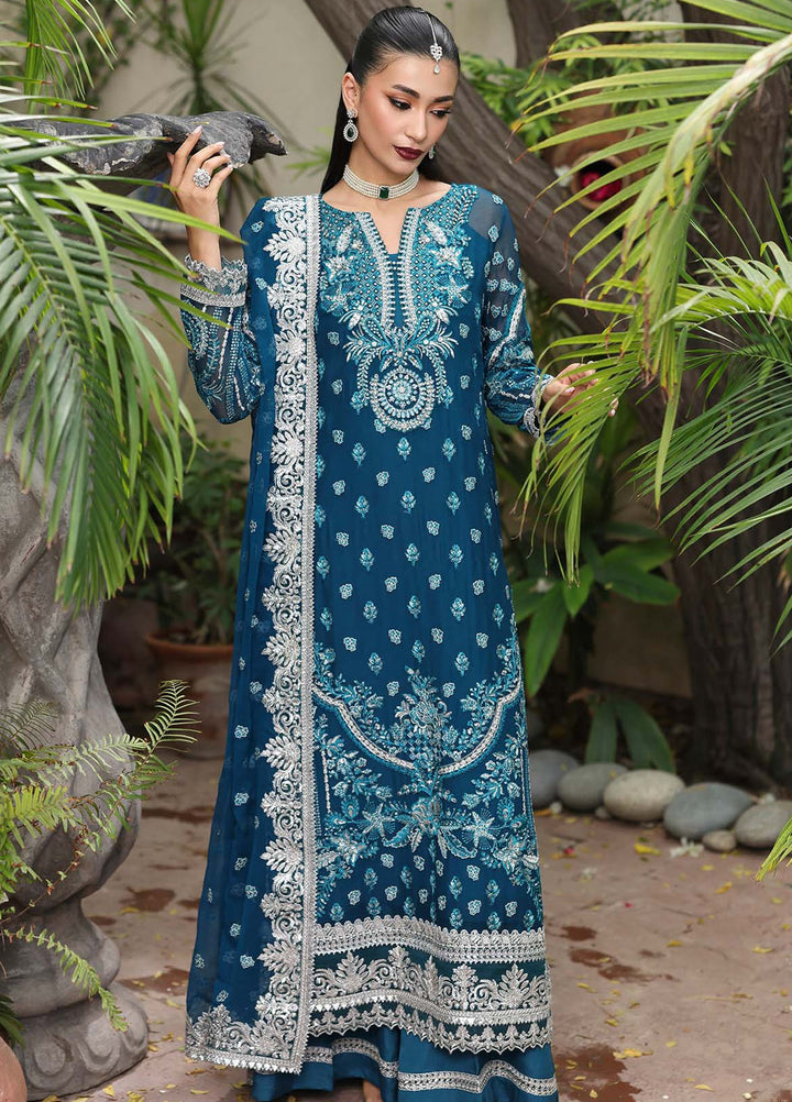 Saiyara by Imrozia Premium Pret Embroidered Chiffon 3 Piece Suit I-232 Azura