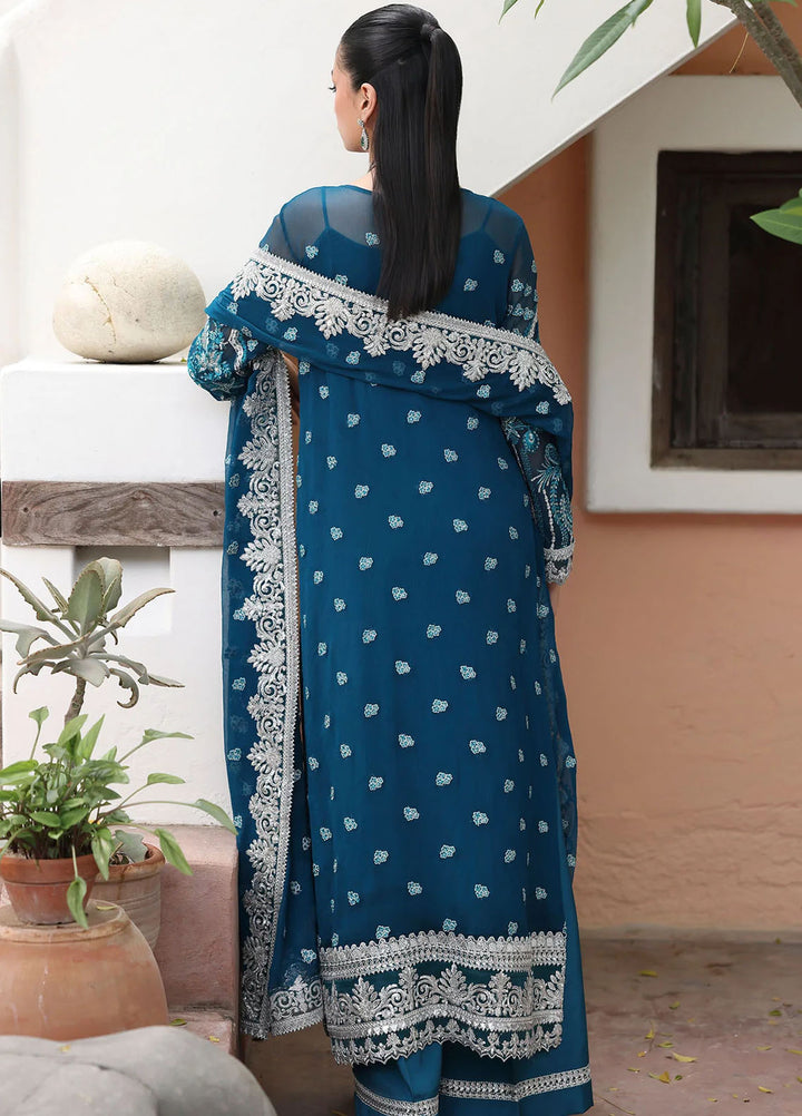 Saiyara by Imrozia Premium Pret Embroidered Chiffon 3 Piece Suit I-232 Azura