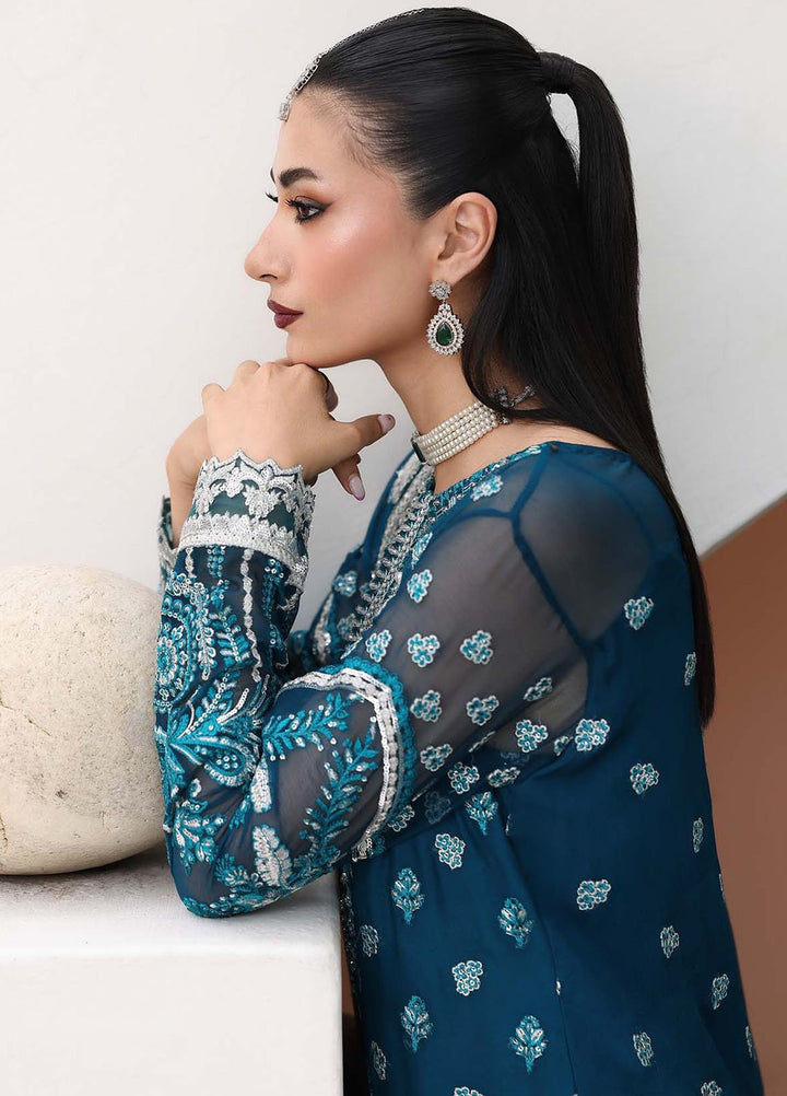 Saiyara by Imrozia Premium Pret Embroidered Chiffon 3 Piece Suit I-232 Azura