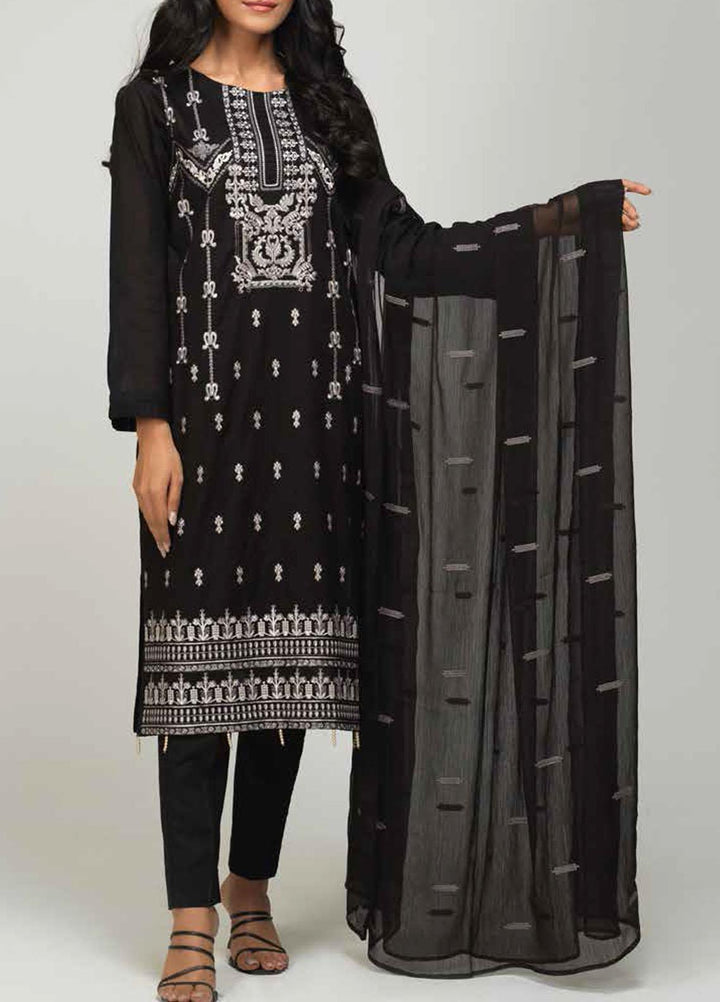 Salitex Black & White Embroidered Lawn Suits Unstitched 3 Piece SL21BW BW-33 - Summer Collection