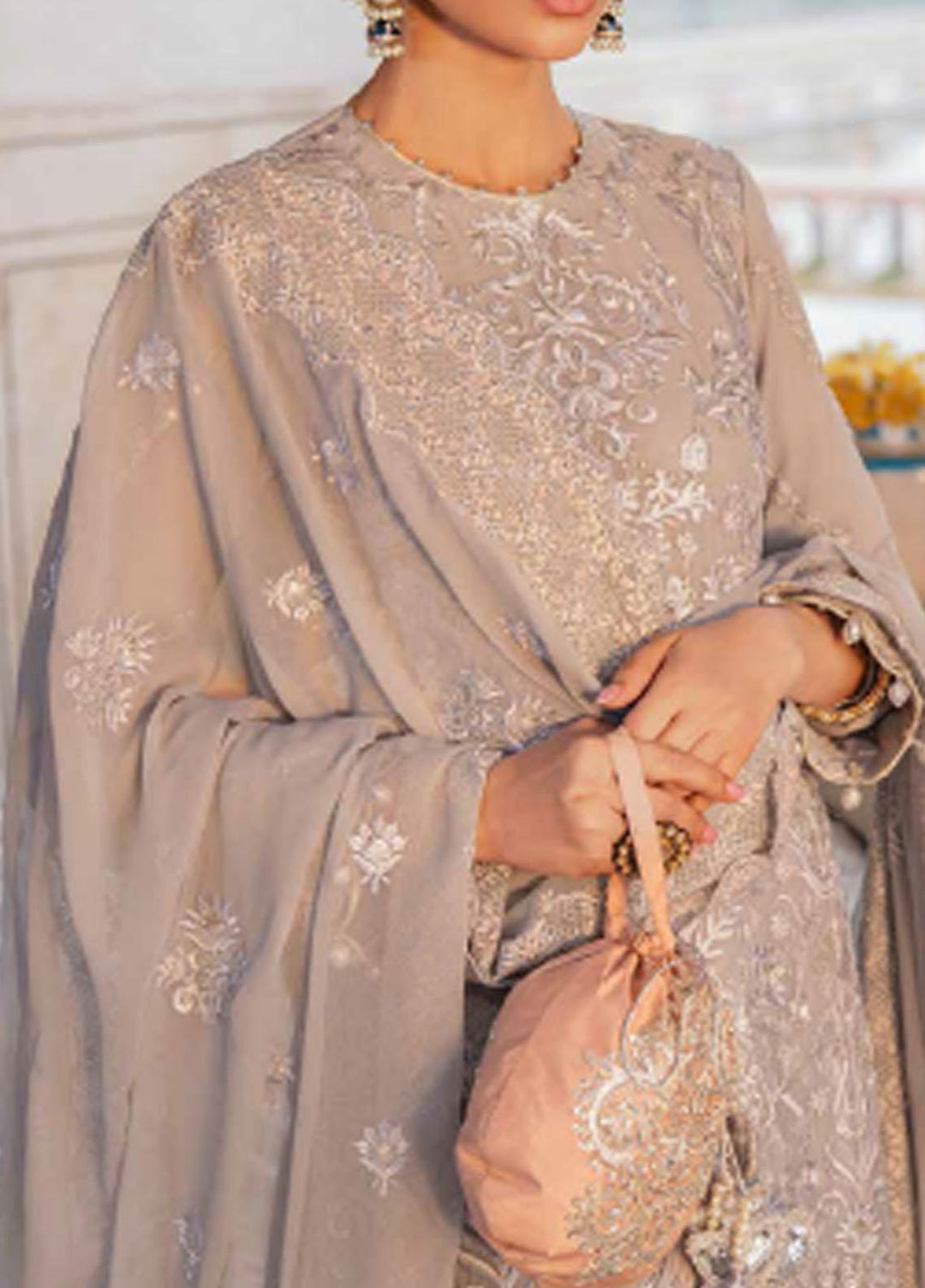 Dastak By Salitex Embroidered Chiffon Suits Unstitched 3 Piece ST22D HC-27 - Luxury Collection