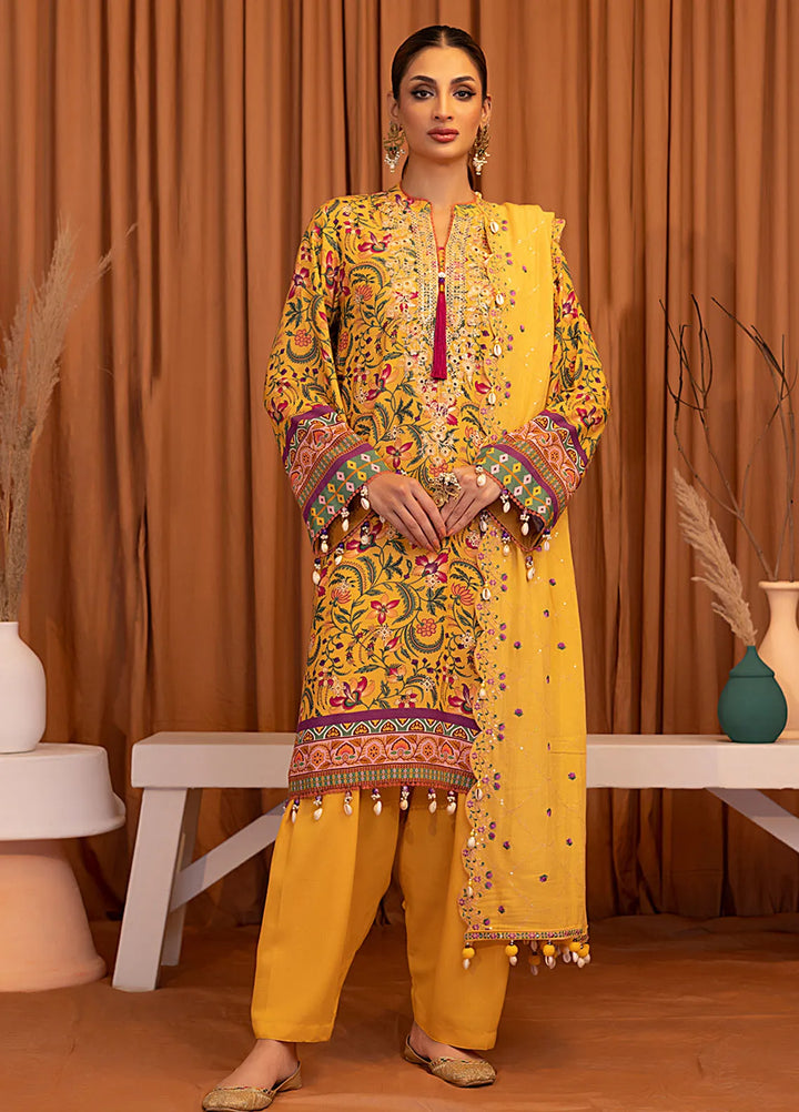 Salitex Embroidered Karandi Suits Unstitched 3 Piece SUNW6PE023UT - Winter Collection