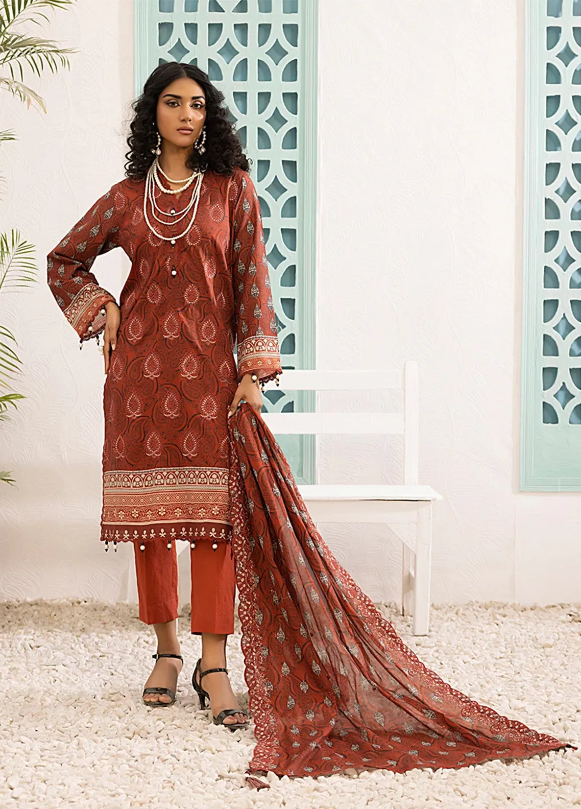 Salitex Embroidered Chiffon Suits Unstitched 3 Piece ST21F HC-00017UT Kyra - Luxury Collection